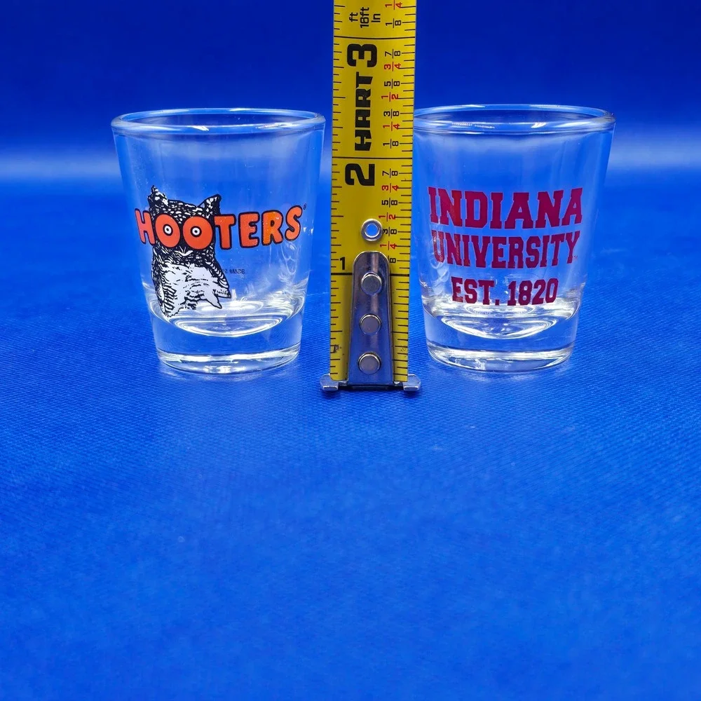 Hooters Owl & Indiana University IU Hoosiers Shot Glass Set of 2 College
